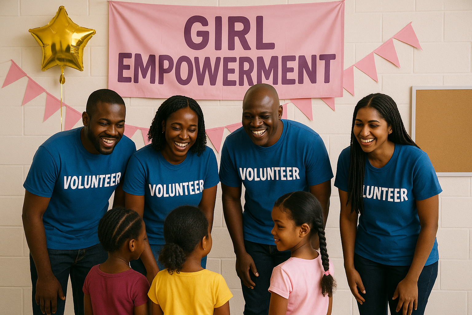 Corporate volunteers at a girl empowerment event